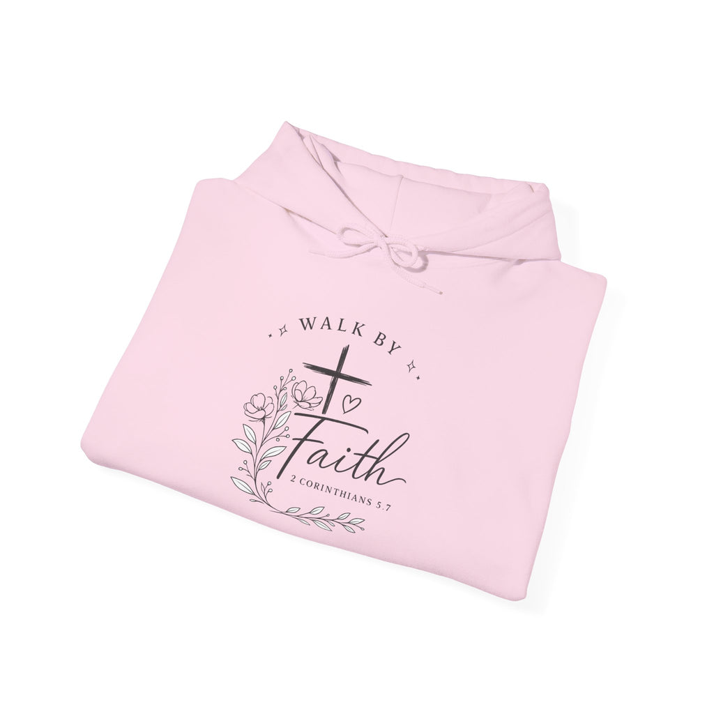 Walk By Faith Floral Cross Hoodie — Christian Faith Sweatshirt