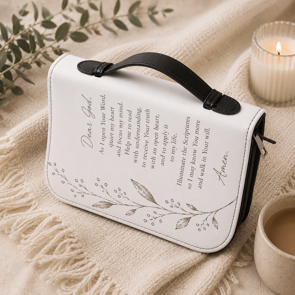 Within These Pages Lies My Purpose and Peace Bible Cover | Floral Scripture Zipper
