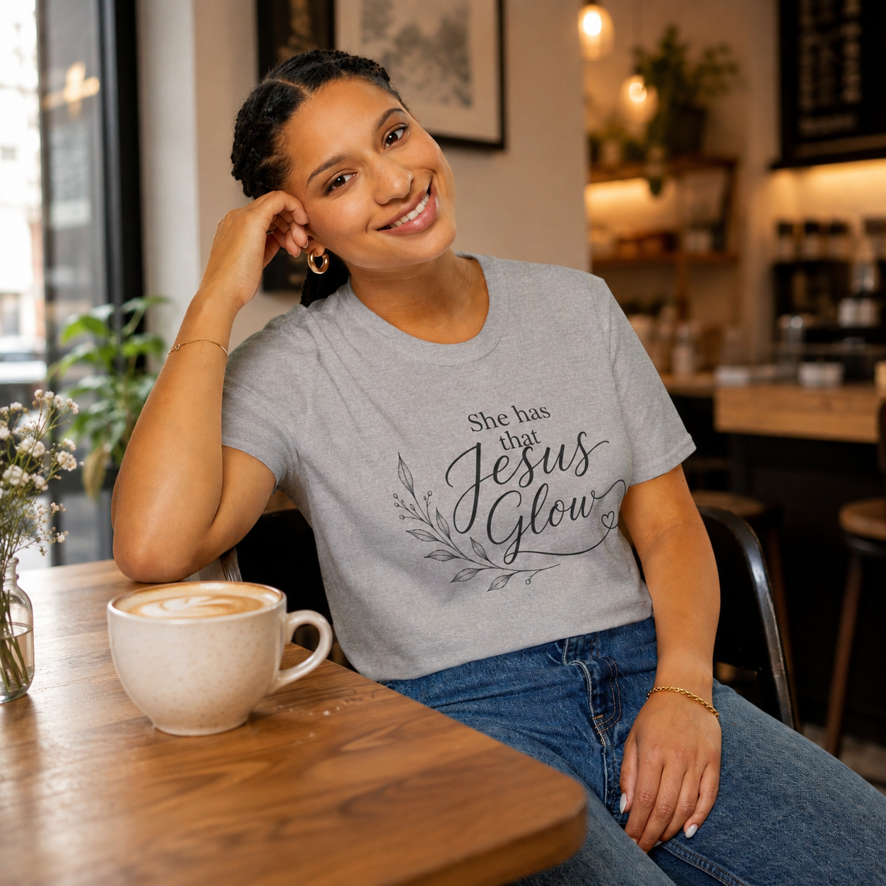 She Has That Jesus Glow T-Shirt | Christian Faith Typography