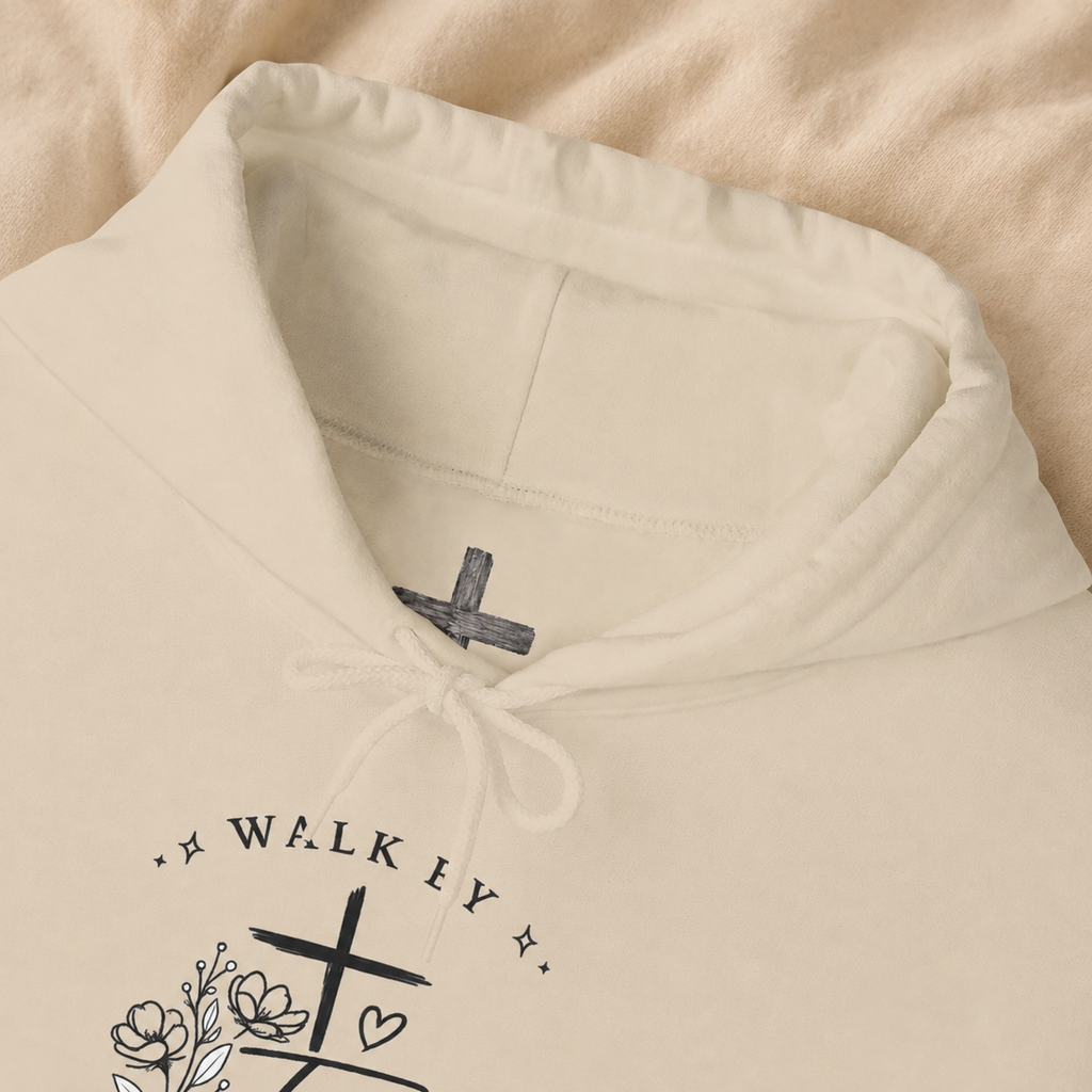 Walk By Faith Floral Cross Hoodie — Christian Faith Sweatshirt