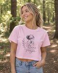 Prayer Floral Baby Tee — "She Blooms Through Prayer" Women’s Crop Top
