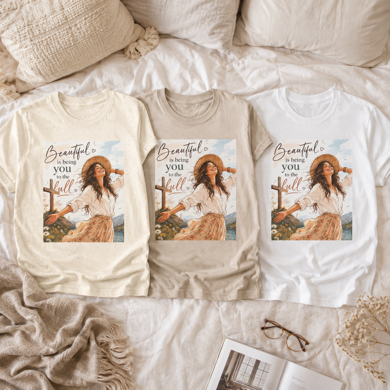 Christian Inspirational Tee — "Beautiful is Being You to the Full" Graphic Shirt