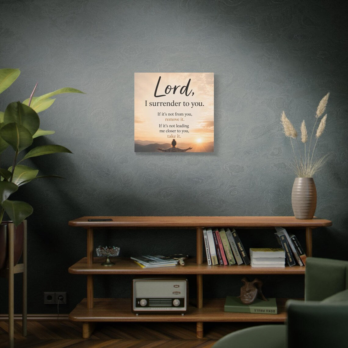Christian Wall Art Canvas — "Lord, I Surrender to You" Inspirational Sunrise
