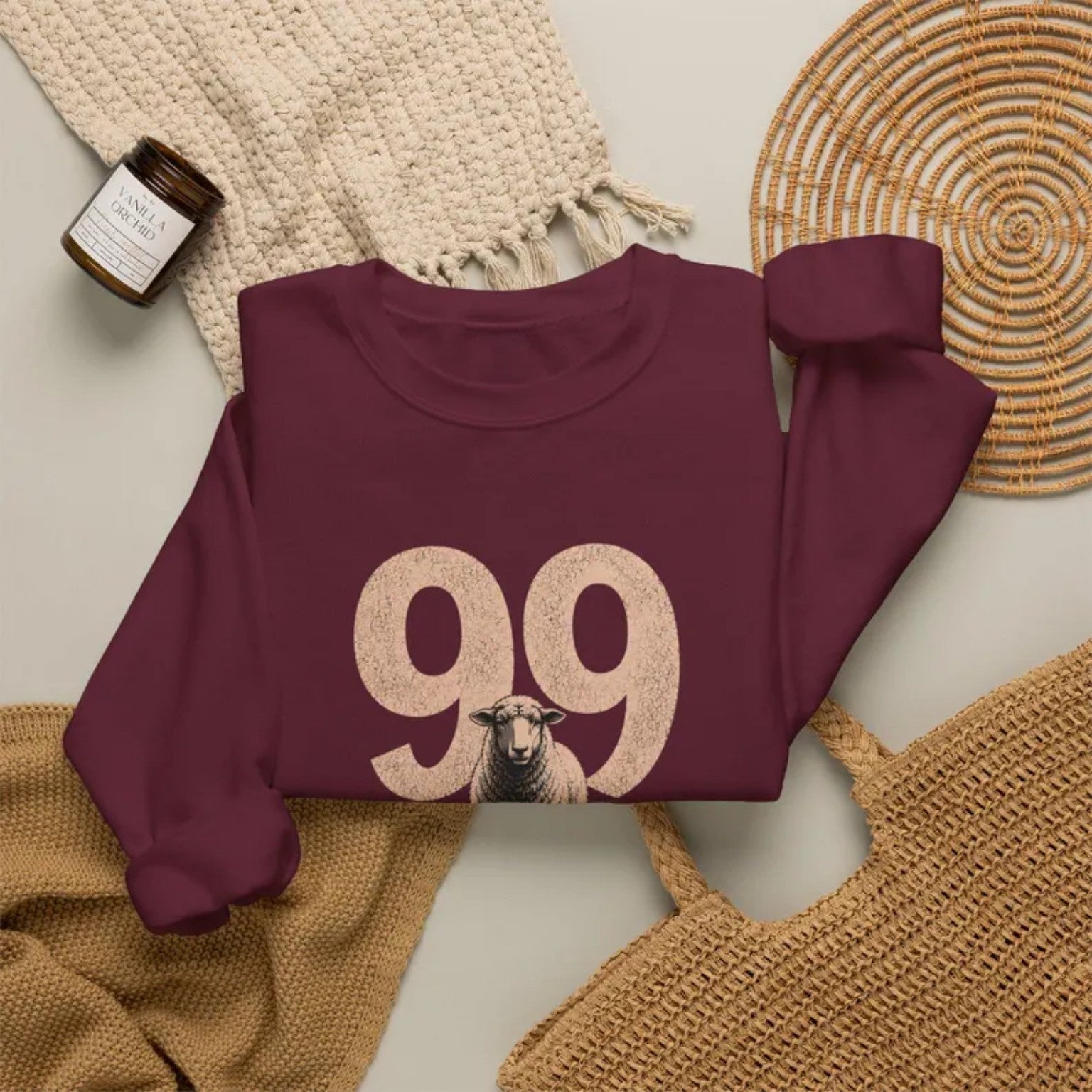 99 He Left to Find Me Sweatshirt | Luke 15:4-7 Christian Shepherd Design