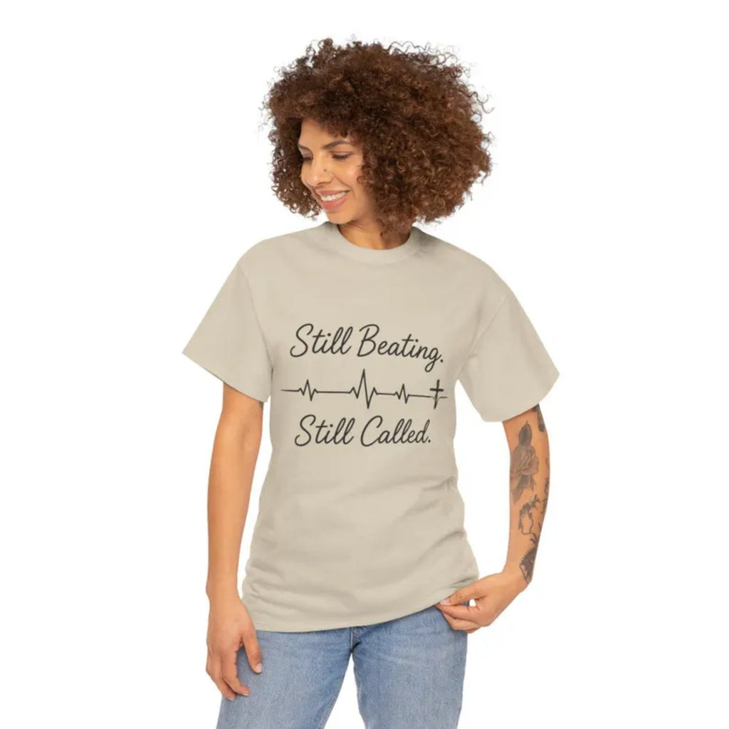 Still Beating Still Called T-Shirt | Christian Heartbeat Cross Design