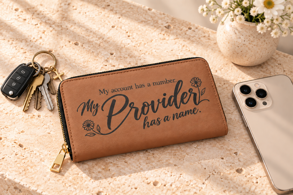 My Provider Has a Name Zipper Wallet | Script Floral Design