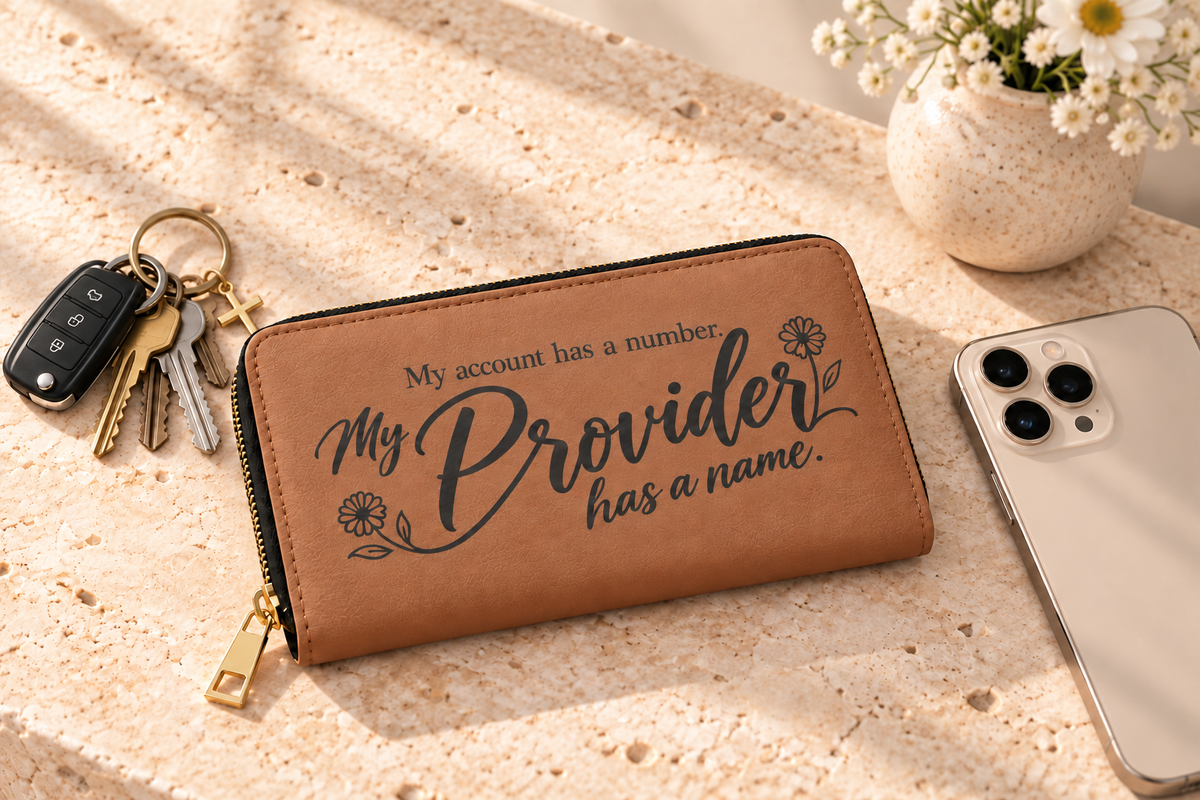 My Provider Has a Name Zipper Wallet | Script Floral Design