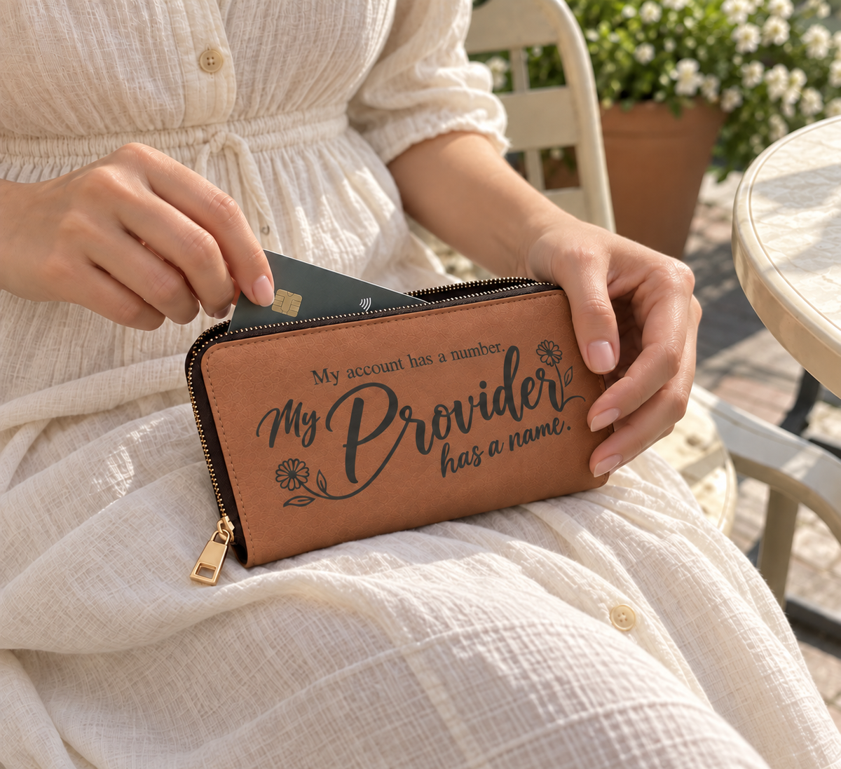 My Provider Has a Name Zipper Wallet | Script Floral Design
