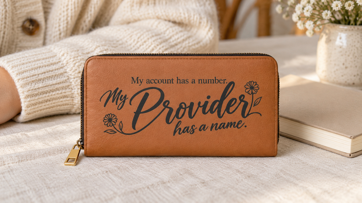 My Provider Has a Name Zipper Wallet | Script Floral Design