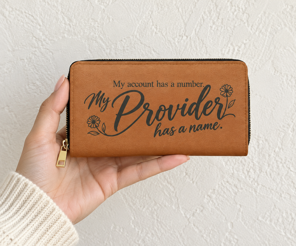 My Provider Has a Name Zipper Wallet | Script Floral Design