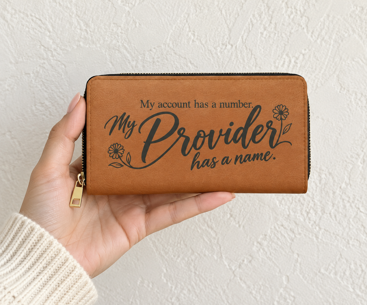 My Provider Has a Name Zipper Wallet | Script Floral Design