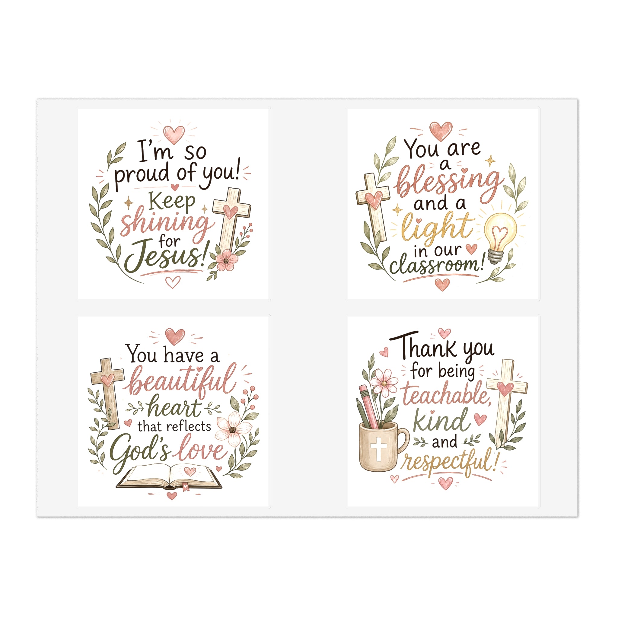 Christian Encouragement Sticker Sheets — Teacher Appreciation Pack