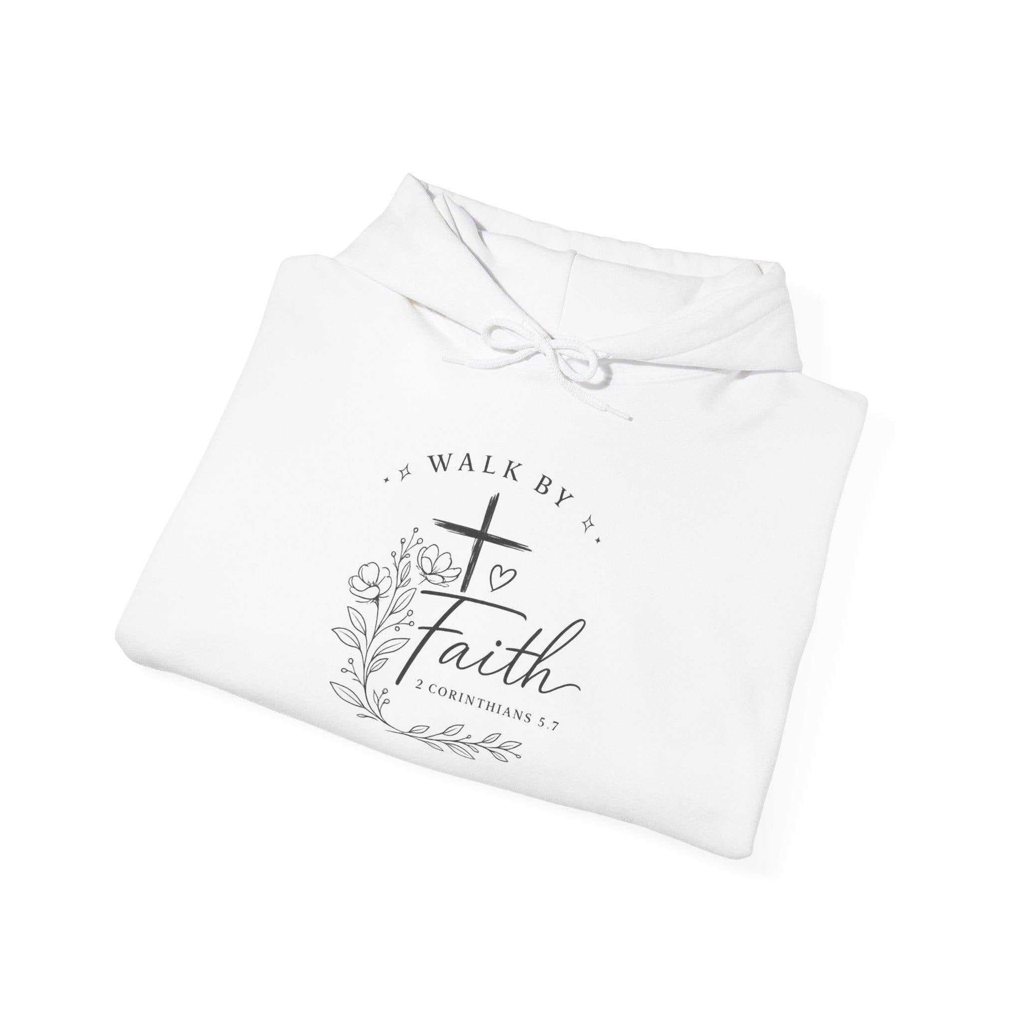 Walk By Faith Floral Cross Hoodie — Christian Faith Sweatshirt