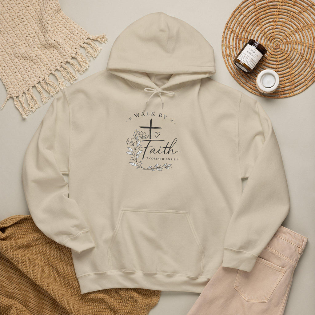Walk By Faith Floral Cross Hoodie — Christian Faith Sweatshirt