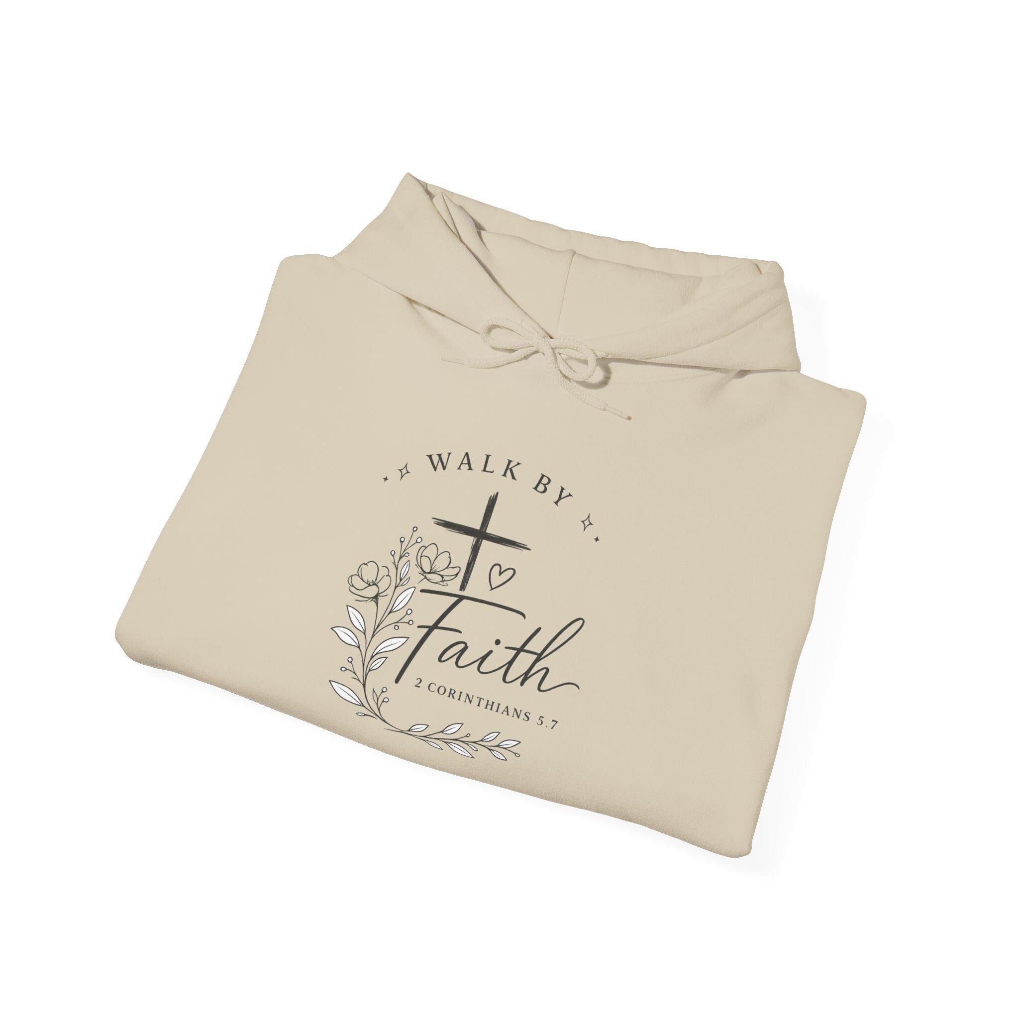 Walk By Faith Floral Cross Hoodie — Christian Faith Sweatshirt