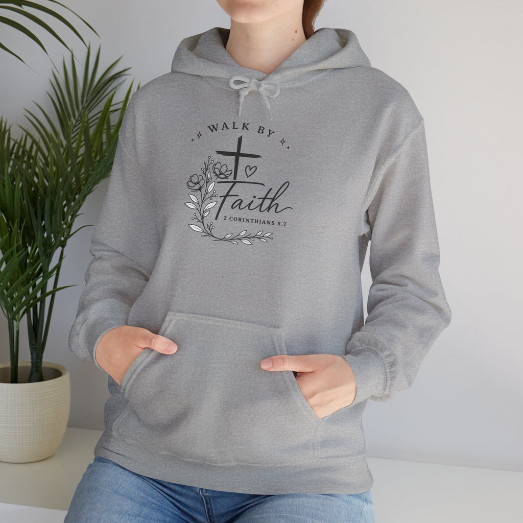 Walk By Faith Floral Cross Hoodie — Christian Faith Sweatshirt