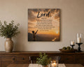 Matte stretched canvas with 'Lord Shape Me' prayer text in clean lettering on a non-reflective surface.