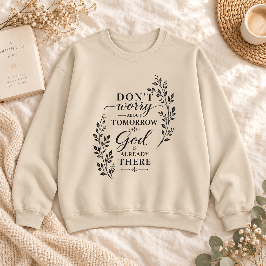 Don't Worry About Tomorrow Sweatshirt | Cozy Faith Crewneck for Women