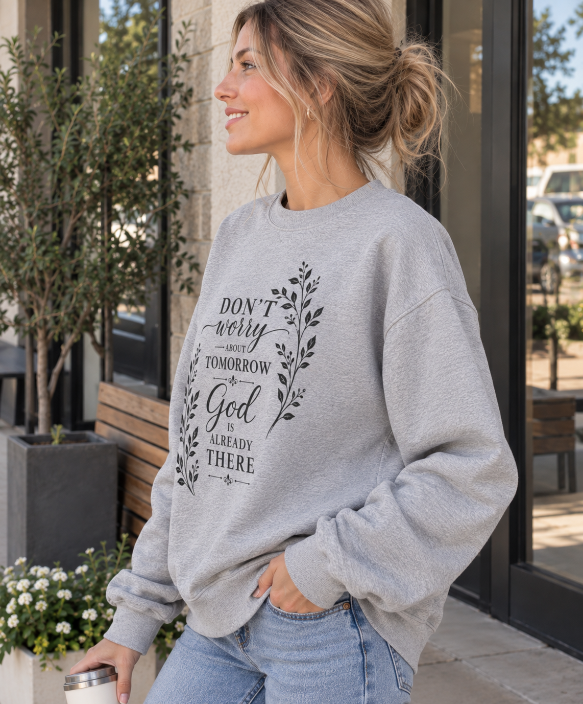 Don't Worry About Tomorrow Sweatshirt | Cozy Faith Crewneck for Women